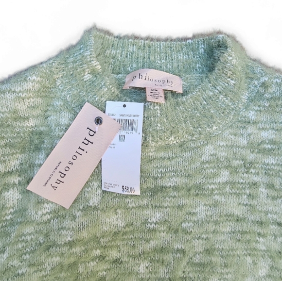 NWT Philosophy Women's Short Sleeve Fuzzy Soft Pullover,  Sage Color, Size M - Picture 8 of 9